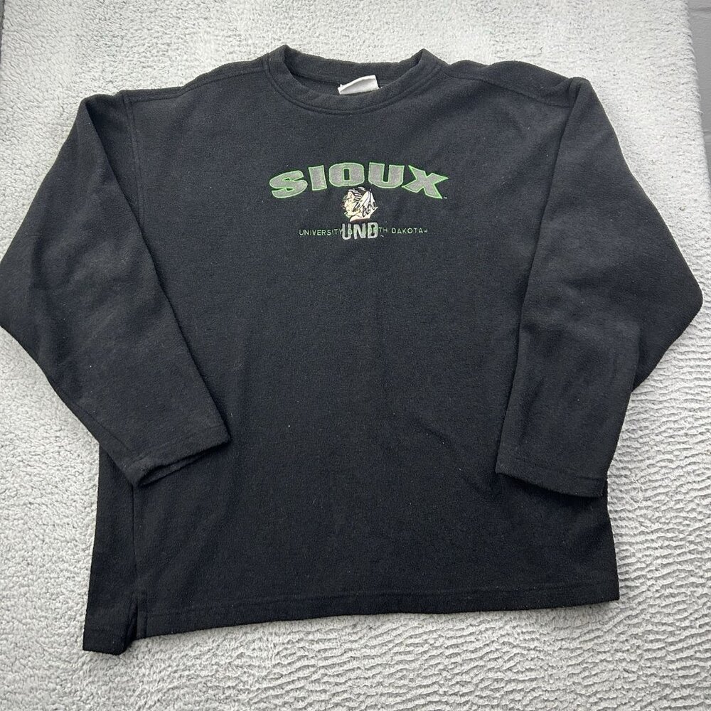 North Dakota Fighting Sioux Fleece Pullover Black Size Large UND Hockey